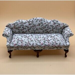 Vintage Chippendale Upholstered Camelback Couch Dollhouse Miniature Sofa 1:12
